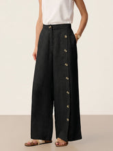 Load image into Gallery viewer, 100% Linen Buttoned Slit-Hem Pants KATYA