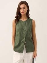 Load image into Gallery viewer, 100% Linen Buttons Down Tank Top ERIN