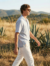 Load image into Gallery viewer, 100% Linen Camp-Collar Elbow-Sleeve Shirt HENRY
