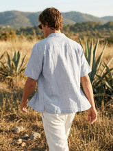 Load image into Gallery viewer, 100% Linen Camp-Collar Elbow-Sleeve Shirt HENRY