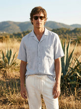 Load image into Gallery viewer, 100% Linen Camp-Collar Elbow-Sleeve Shirt HENRY