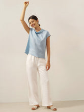 Load image into Gallery viewer, 100% Linen Cap Sleeve Soft-Fold Collar Top YVONNE