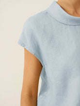 Load image into Gallery viewer, 100% Linen Cap Sleeve Soft-Fold Collar Top YVONNE