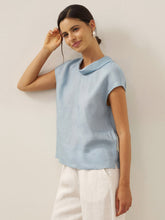 Load image into Gallery viewer, 100% Linen Cap Sleeve Soft-Fold Collar Top YVONNE
