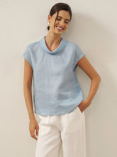 Load image into Gallery viewer, 100% Linen Cap Sleeve Soft-Fold Collar Top YVONNE