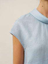 Load image into Gallery viewer, 100% Linen Cap Sleeve Soft-Fold Collar Top YVONNE