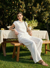 Load image into Gallery viewer, 100% Linen Cap Sleeve Soft-Fold Collar Top YVONNE