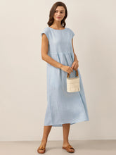 Load image into Gallery viewer, Linen Striped Cap Sleeve Washed Maxi Dress JOAN