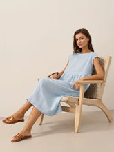 Load image into Gallery viewer, 100% Linen Cap Sleeve Washed Maxi Dress JOAN