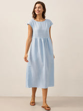 Load image into Gallery viewer, Linen Striped Cap Sleeve Washed Maxi Dress JOAN