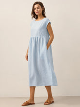 Load image into Gallery viewer, 100% Linen Cap Sleeve Washed Maxi Dress JOAN