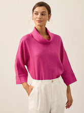 Load image into Gallery viewer, 100% Linen Dropped Collar Long-Sleeve Top TRISTAN