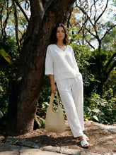 Load image into Gallery viewer, 100% Linen Drop Shoulder Asymmetric Layered Hem Overtop VIOLA