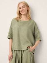 Load image into Gallery viewer, 100% Linen Drop Shoulder Shirred Back High-Low Hem Top LINDSEY