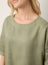 Load image into Gallery viewer, 100% Linen Drop Shoulder Shirred Back High-Low Hem Top LINDSEY
