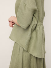 Load image into Gallery viewer, 100% Linen Drop Shoulder Shirred Back High-Low Hem Top LINDSEY