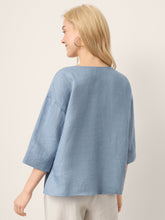Load image into Gallery viewer, 100% Linen Drop Shoulder V-Neck Statement Button Top LISARA