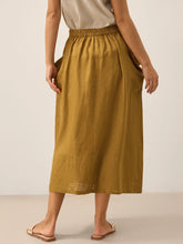 Load image into Gallery viewer, Linen Checked Elastic Waist Skirt ONYX