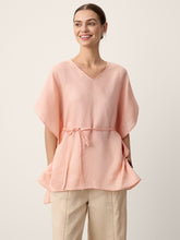 Load image into Gallery viewer, 100% Linen Flutter-Sleeve V-Neck Top MARA