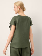 Load image into Gallery viewer, 100% Linen Flutter Sleeve Sculpted Pleat Top DRUSILLA