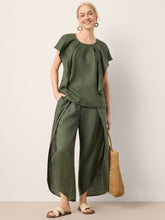 Load image into Gallery viewer, 100% Linen Flutter Sleeve Sculpted Pleat Top DRUSILLA