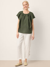 Load image into Gallery viewer, 100% Linen Flutter Sleeve Sculpted Pleat Top DRUSILLA