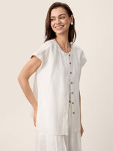 Load image into Gallery viewer, 100% Linen Frayed-Trim Drop-Shoulder Top INDIRA