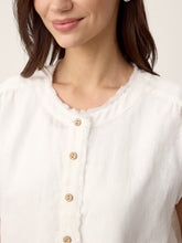 Load image into Gallery viewer, 100% Linen Frayed-Trim Drop-Shoulder Top INDIRA
