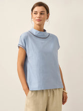 Load image into Gallery viewer, 100% Linen Gingham Checked Cutout Turtleneck Top CAROL