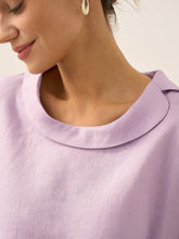Load image into Gallery viewer, Linen Gingham Checked Round Soft-Fold Collar Top LAURA