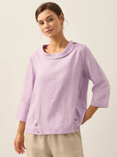 Load image into Gallery viewer, Linen Round Soft-Fold Collar Top ANAIS