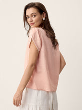 Load image into Gallery viewer, 100% Linen Lace-Trim Puff-Sleeve Top NIA