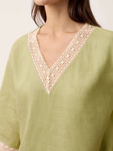 Load image into Gallery viewer, 100% Linen Lace-Trim V-Neck Top KEELY