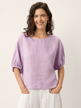 Load image into Gallery viewer, 100% Linen Lace Inset Sculpted Cuff Top QUILLA