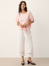 Load image into Gallery viewer, 100% Linen Lace Trim Cropped Pants GILLIAN
