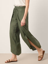 Load image into Gallery viewer, 100% Linen Layered Slit Wide-Leg Drawstring Pants PEREGRINE