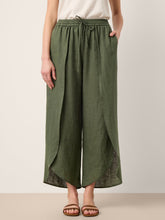 Load image into Gallery viewer, 100% Linen Layered Slit Wide-Leg Drawstring Pants PEREGRINE