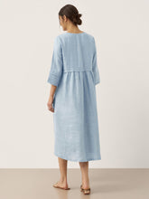 Load image into Gallery viewer, 100% Linen Loose Fit Button Waist Gathered Maxi Dress LUNA