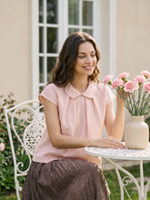 Load image into Gallery viewer, 100% Linen Peter-Pan Collar Pintuck Top MIRIAM