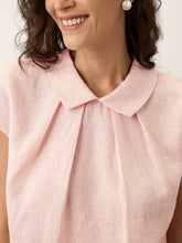 Load image into Gallery viewer, 100% Linen Peter-Pan Collar Pintuck Top MIRIAM
