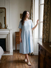 Load image into Gallery viewer, 100% Linen Pinstripe Paneled Short-Sleeved Dress MORGAN