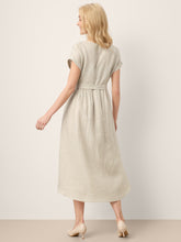 Load image into Gallery viewer, 100% Linen Plaid Detachable Tie-Belt Button-Front Maxi Dress LARISSA