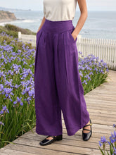 Load image into Gallery viewer, 100% Linen Pleated Waist Wide Leg Pants LOUISA