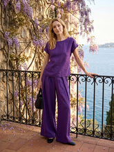 Load image into Gallery viewer, 100% Linen Pleated Waist Wide Leg Pants LOUISA