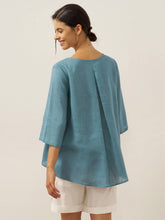 Load image into Gallery viewer, 100% Linen Round Neck Asymmetrical Hem Top BRIANNA