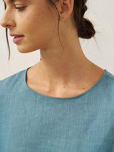 Load image into Gallery viewer, 100% Linen Round Neck Asymmetrical Hem Top BRIANNA