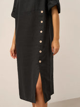Load image into Gallery viewer, 100% Linen Round Neck Button Detail Midi Dress JELENA