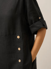 Load image into Gallery viewer, 100% Linen Round Neck Button Detail Midi Dress JELENA