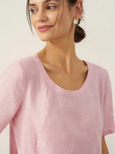 Load image into Gallery viewer, 100% Linen Round Neck Patch Pocket Midi Dress XENA