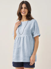 Load image into Gallery viewer, 100% Linen Round Neck Pleated Pullover Top QUINLAN